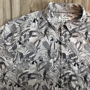 Tommy Bahama Camp Shirt XXL Pandemonium Paradise‎ Fog Grey Silk Islandzone beach